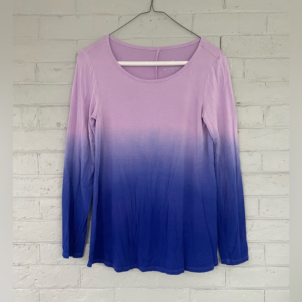 Justice Purple Long Sleeve Tee Ombre Effect